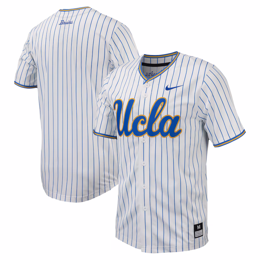 Men's Nike White UCLA Bruins Pinstripe Replica Baseball Jersey - Puhuasuan