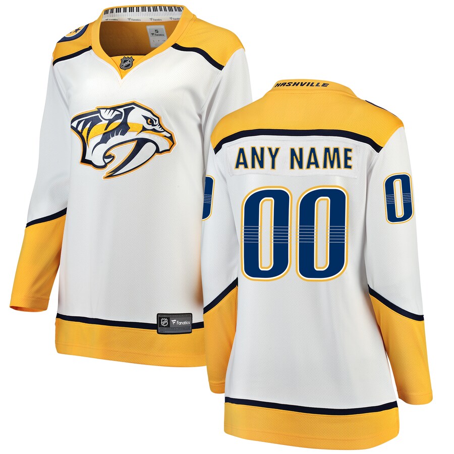 Women's Nashville Predators Fanatics Branded White Away Breakaway Custom Jersey - Puhuasuan