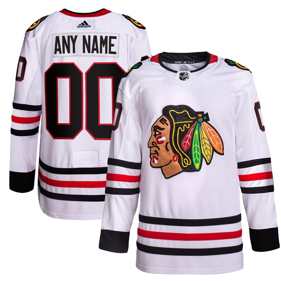Men's Chicago Blackhawks adidas White Away Primegreen Authentic Pro Custom Jersey - Puhuasuan