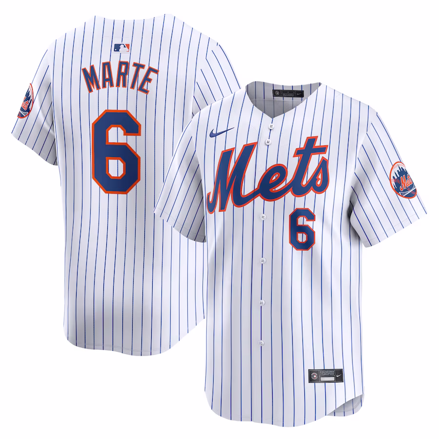 Men's New York Mets Starling Marte Nike White Home Limited Player Jersey - Puhuasuan