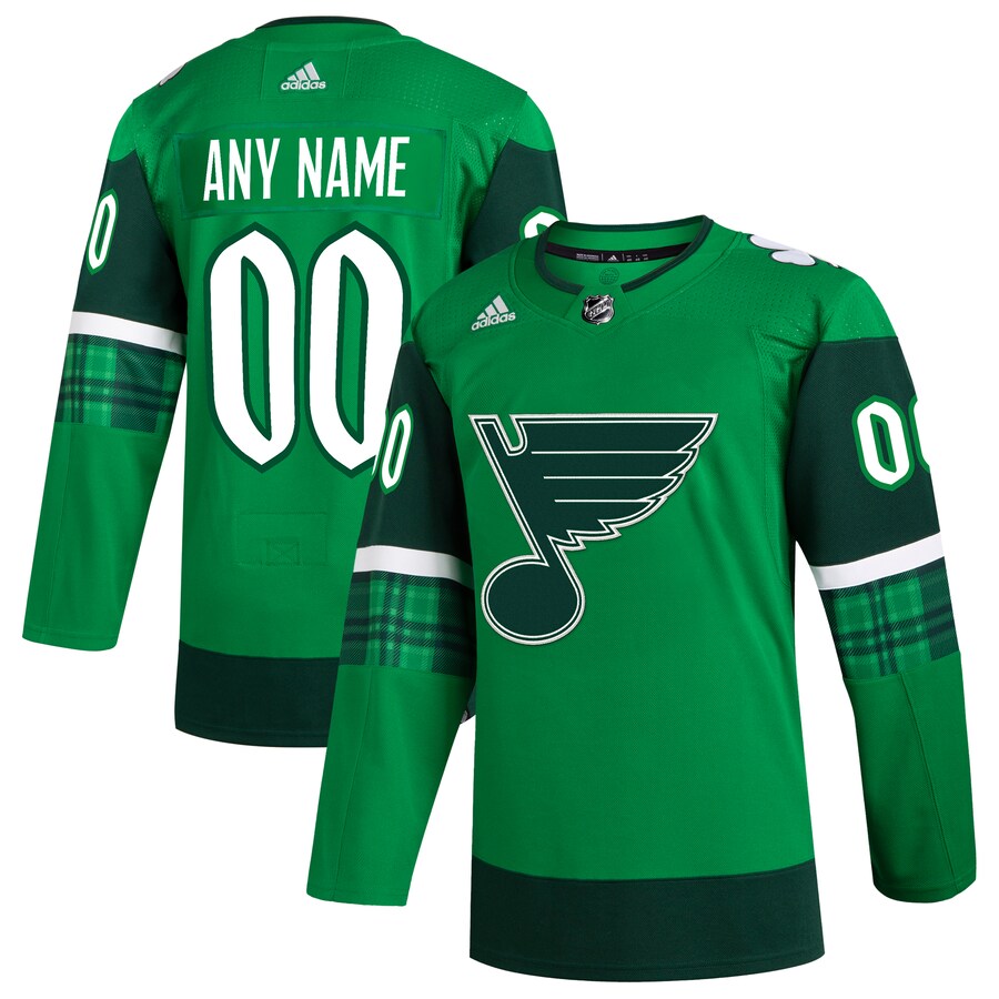 Men's St. Louis Blues  adidas Kelly Green St. Patrick's Day Authentic Custom Jersey - Puhuasuan