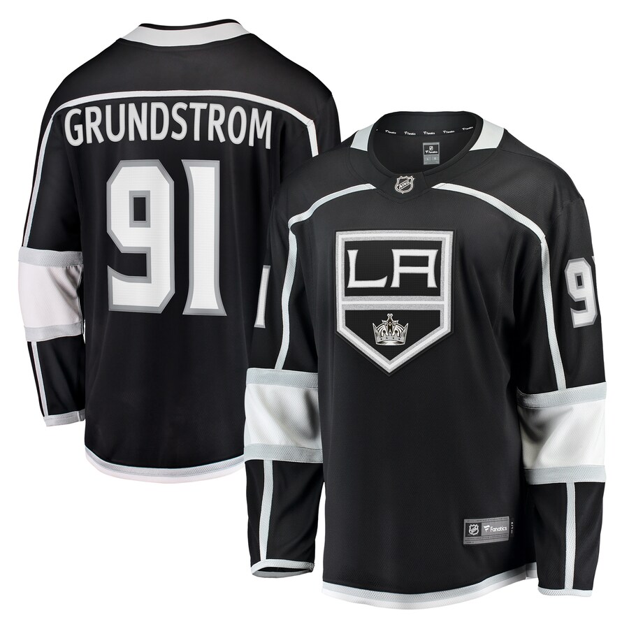 Men's Los Angeles Kings Carl Grundstrom Fanatics Branded Black Home Breakaway Player Jersey - Puhuasuan