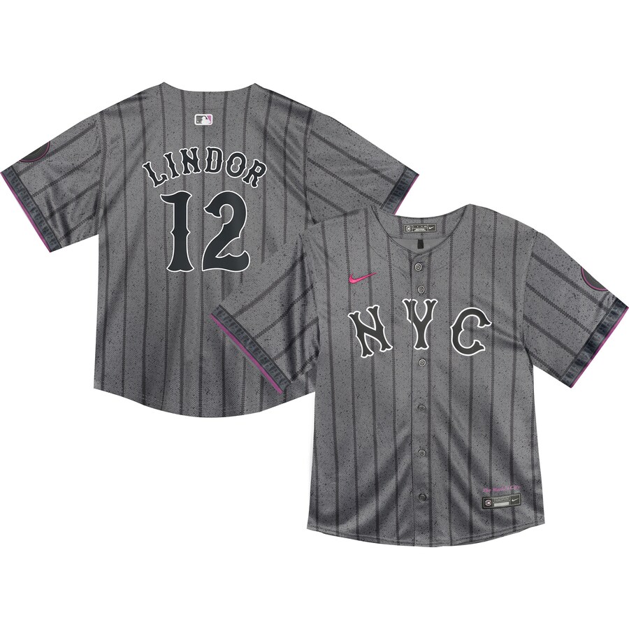 Toddler New York Mets Francisco Lindor Nike Graphite 2024 City Connect Limited Player Jersey - Puhuasuan