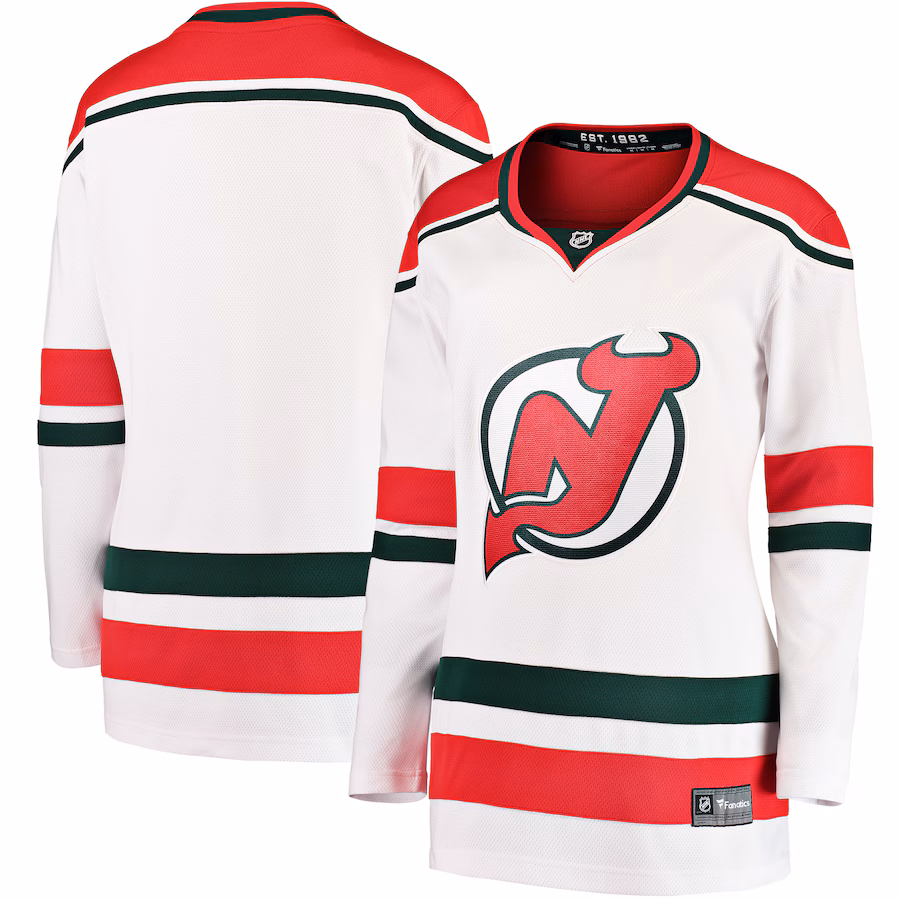 Women's New Jersey Devils Fanatics White 2022/23 Heritage Premier Breakaway Jersey - Puhuasuan