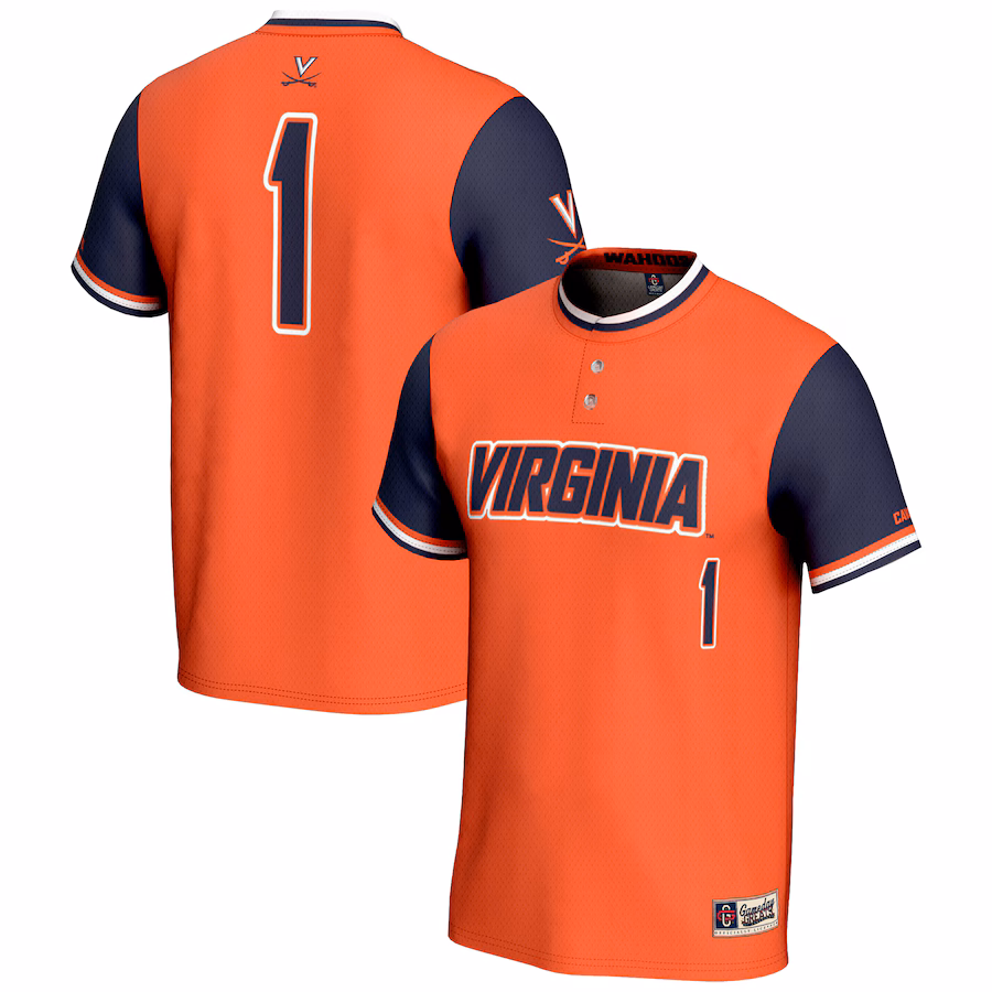 Youth GameDay Greats #1 Orange Virginia Cavaliers Lightweight Softball Jersey - Puhuasuan