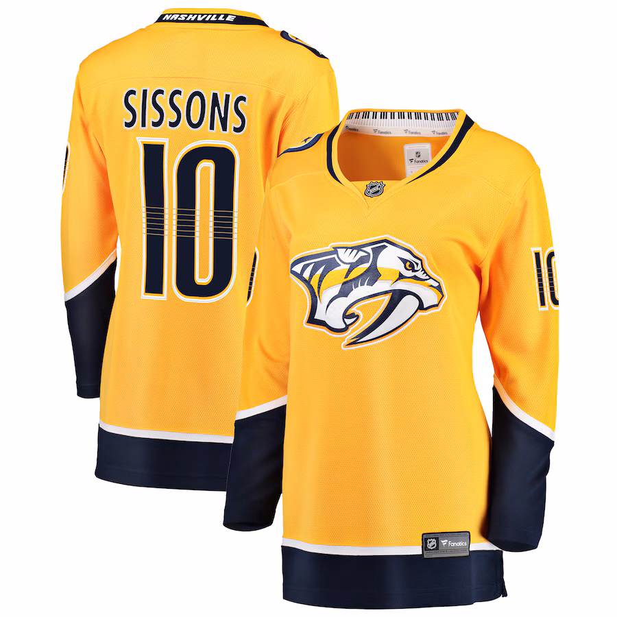 Women's Nashville Predators Colton Sissons Fanatics Gold Breakaway Player Jersey - Puhuasuan