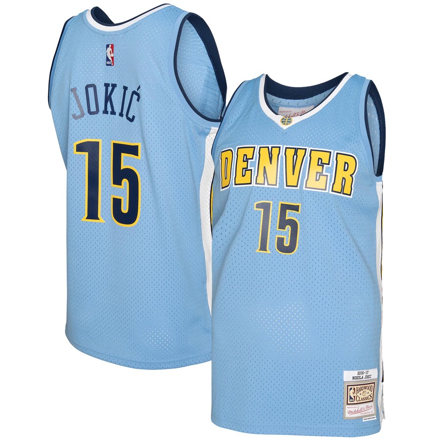 Men's Denver Nuggets Nikola Jokic Mitchell & Ness Light Blue 2016/17 Swingman Jersey - Puhuasuan