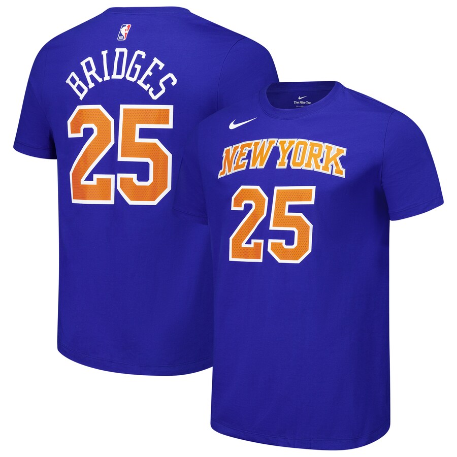 Unisex New York Knicks Mikal Bridges Nike Blue Name & Number T-Shirt - Puhuasuan