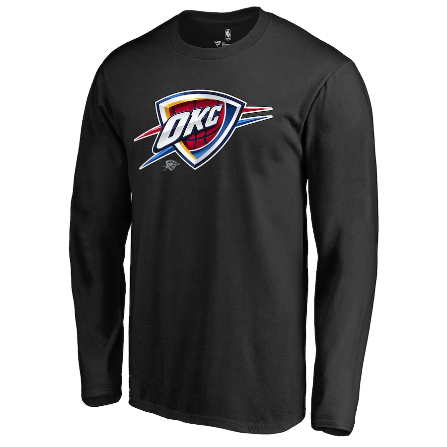 Men's Oklahoma City Thunder Black Midnight Mascot Long Sleeve T-Shirt - Puhuasuan