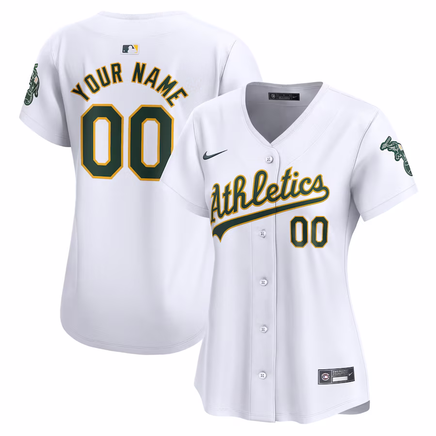 Women's Oakland Athletics Nike White Home Limited Custom Jersey - Puhuasuan