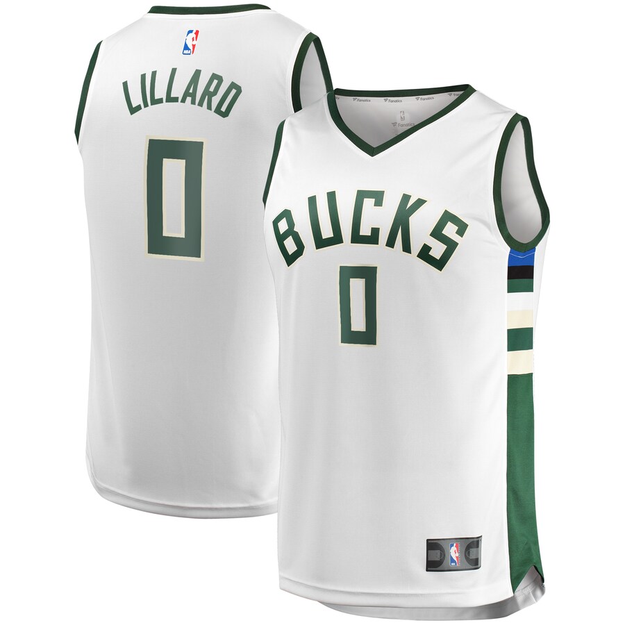 Youth Milwaukee Bucks Damian Lillard Fanatics White Fast Break Player Jersey - Association Edition - Puhuasuan