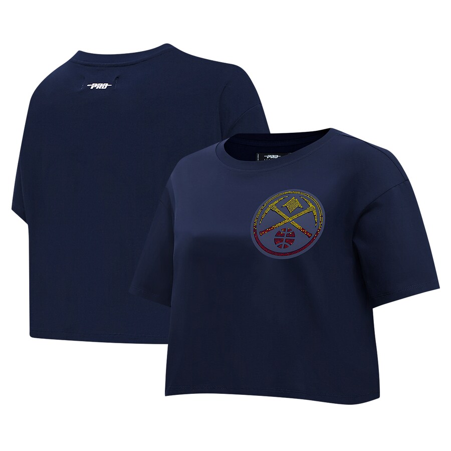 Women's Denver Nuggets Pro Standard Navy Jewels Boxy Cropped T-Shirt - Puhuasuan