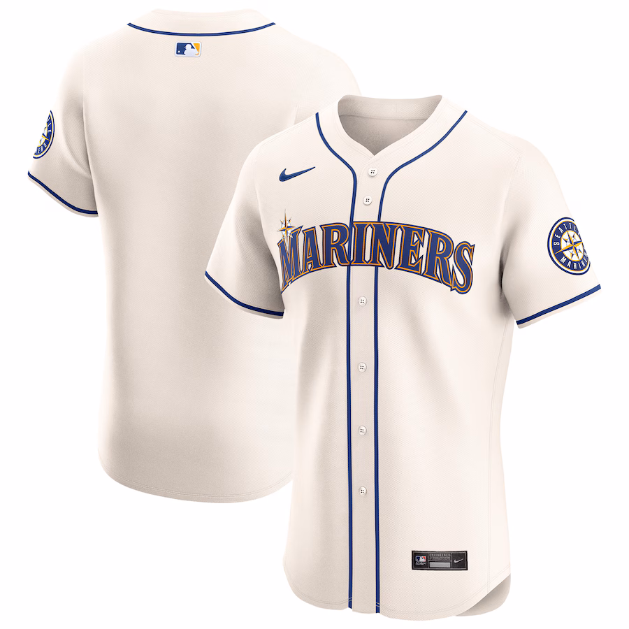 Men's Seattle Mariners Nike Cream Alternate Vapor Premier Elite Patch Jersey - Puhuasuan