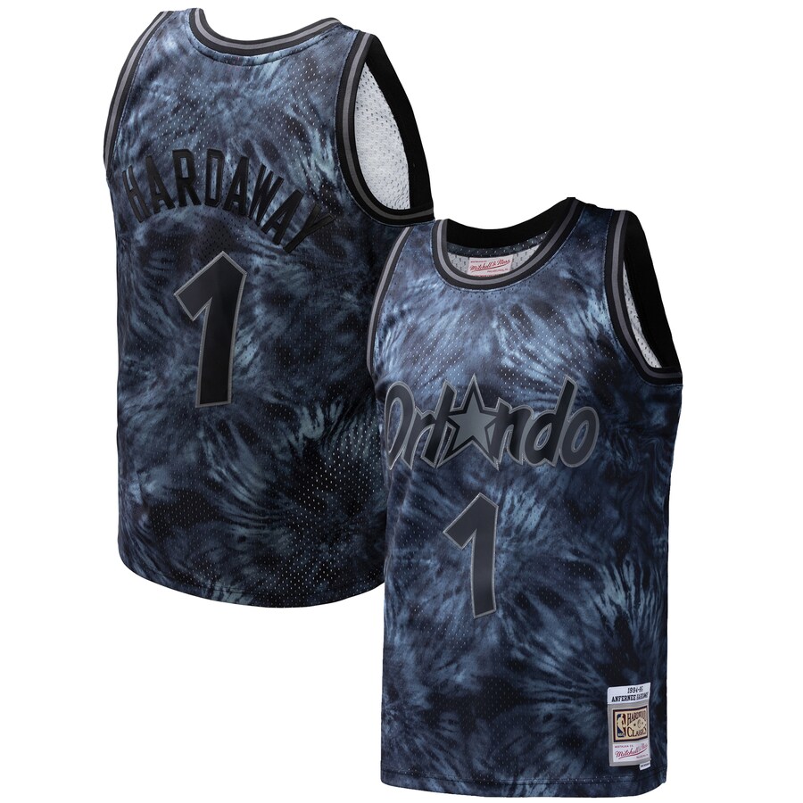 Men's Orlando Magic Penny Hardaway Mitchell & Ness Black Hardwood Classics 1984/85 Tie-Dye Swingman Jersey - Puhuasuan