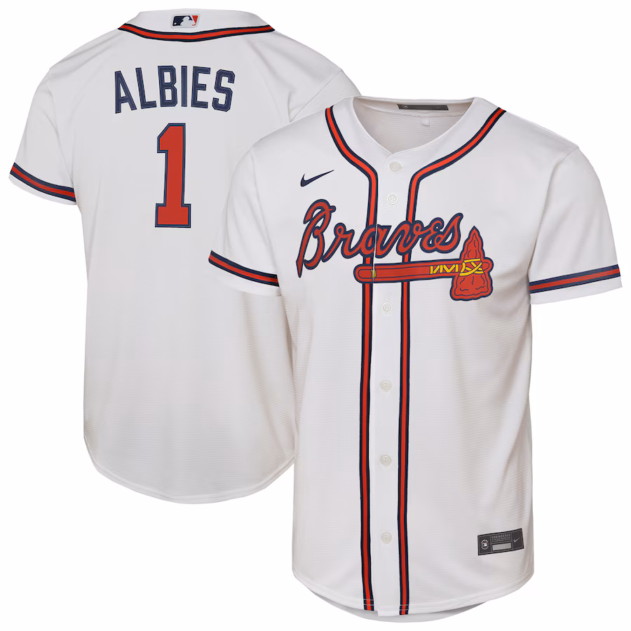 Youth Atlanta Braves Ozzie Albies Nike White Home Replica Player Jersey - Puhuasuan