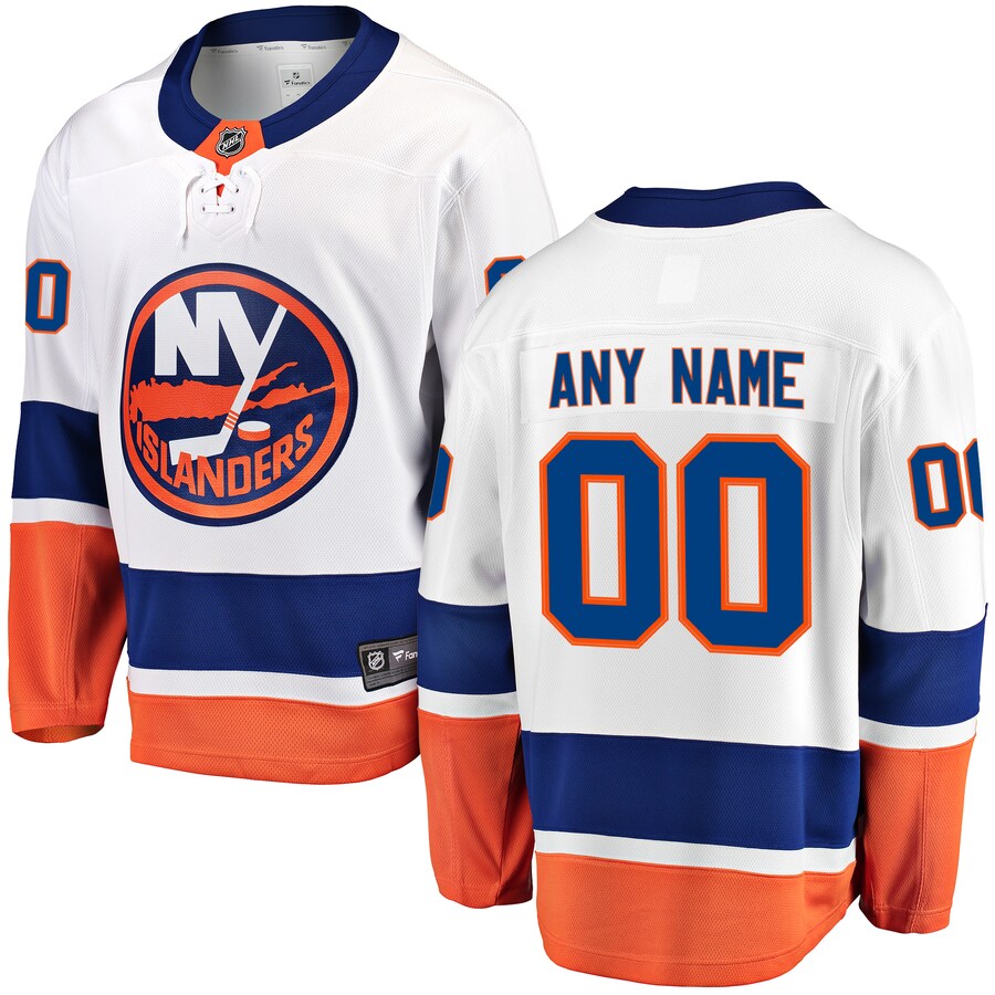 Men's New York Islanders Fanatics Branded White Away Breakaway Custom Jersey - Puhuasuan