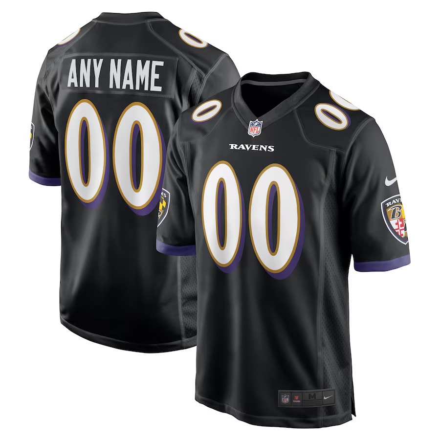 Youth Baltimore Ravens Nike Black Game Custom Jersey - Puhuasuan