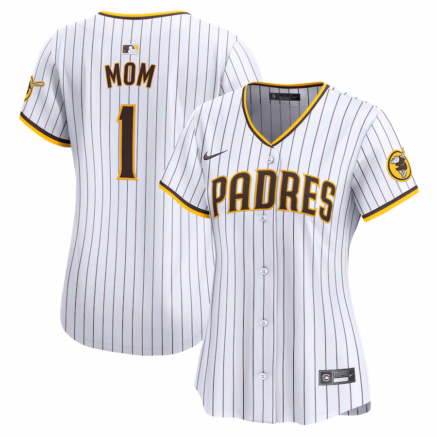 Women's San Diego Padres Nike White #1 Mom Home Limited Jersey - Puhuasuan