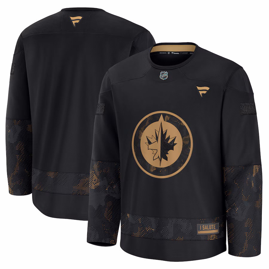 Men's Winnipeg Jets Fanatics Black 2024 Military Appreciation Practice Jersey - Puhuasuan