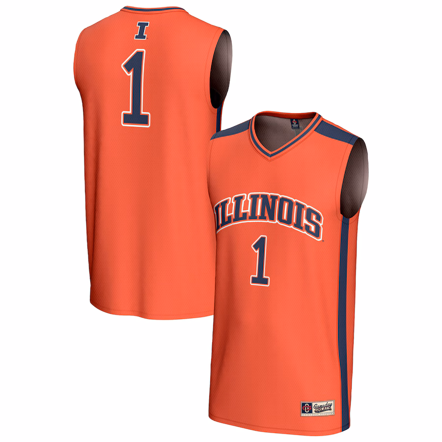 Youth GameDay Greats #1 Orange Illinois Fighting Illini Lightweight Collegiate Basketball Fashion Jersey - Puhuasuan