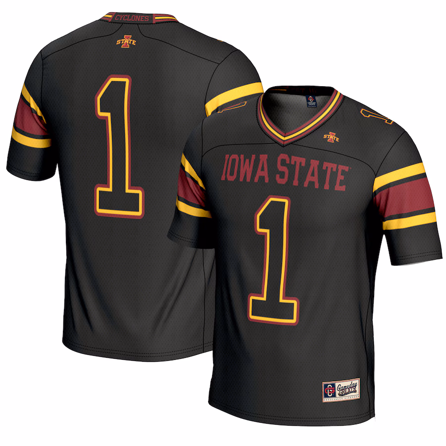 Youth GameDay Greats #1 Black Iowa State Cyclones Endzone Football Jersey - Puhuasuan