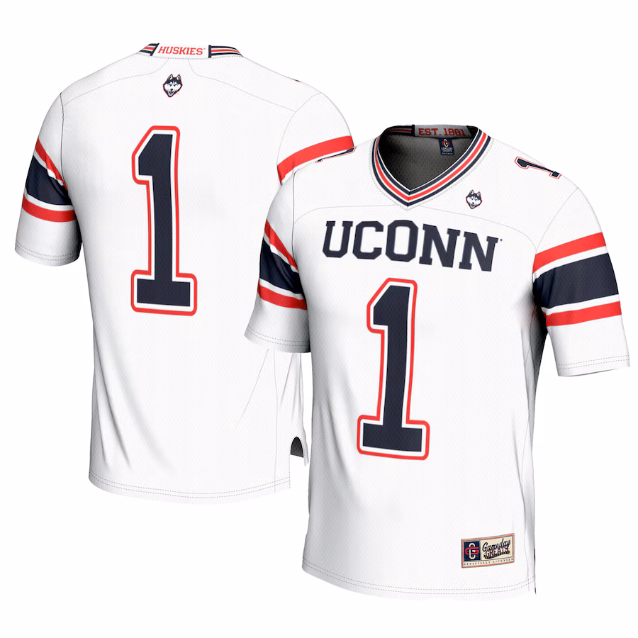 Men's GameDay Greats #1 White UConn Huskies Football Jersey - Puhuasuan