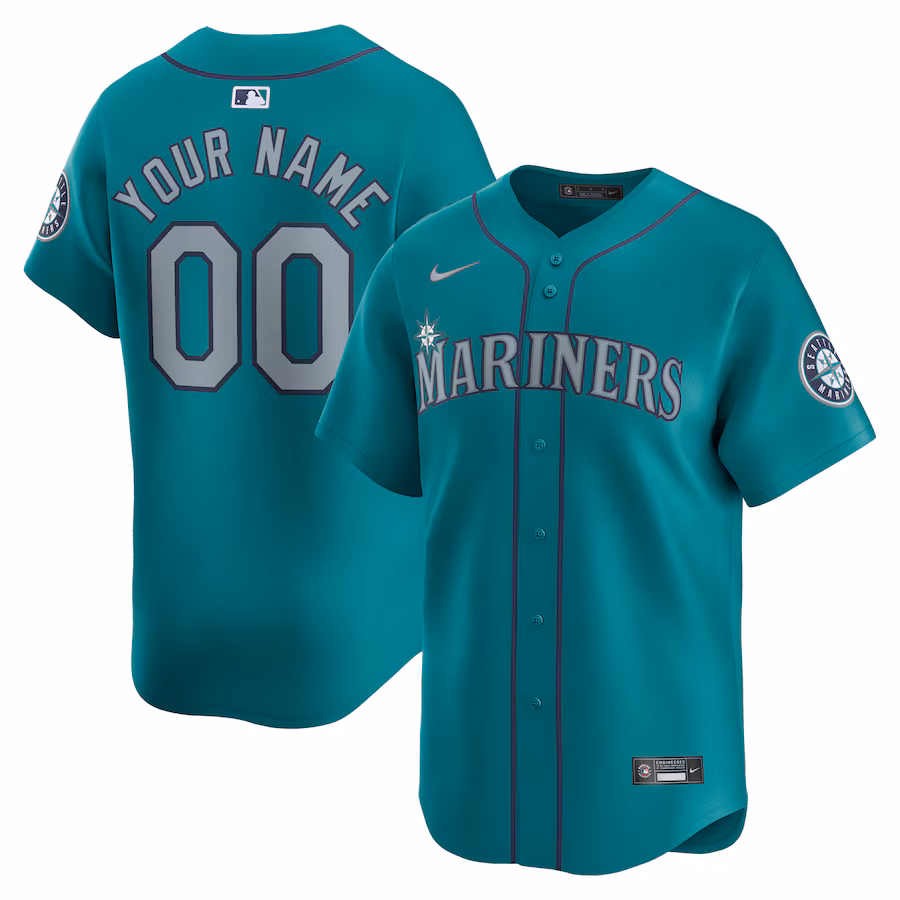 Men's Seattle Mariners  Nike Aqua  Alternate Limited Custom Jersey - Puhuasuan