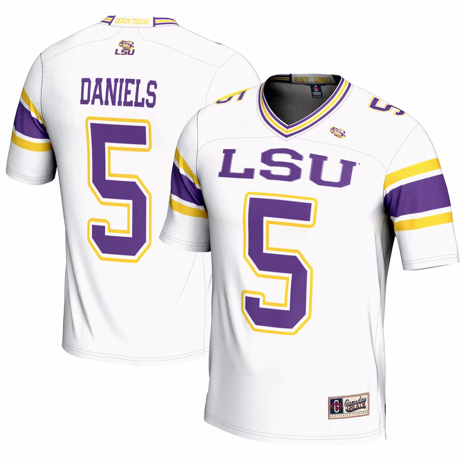 Jayden Daniels LSU Tigers GameDay Greats Youth NIL Player Football Fashion Jersey - White - Puhuasuan