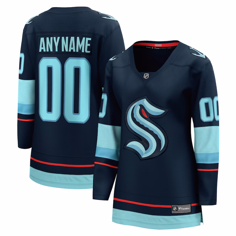 Women's Seattle Kraken Fanatics Navy Home Breakaway Custom Jersey - Puhuasuan