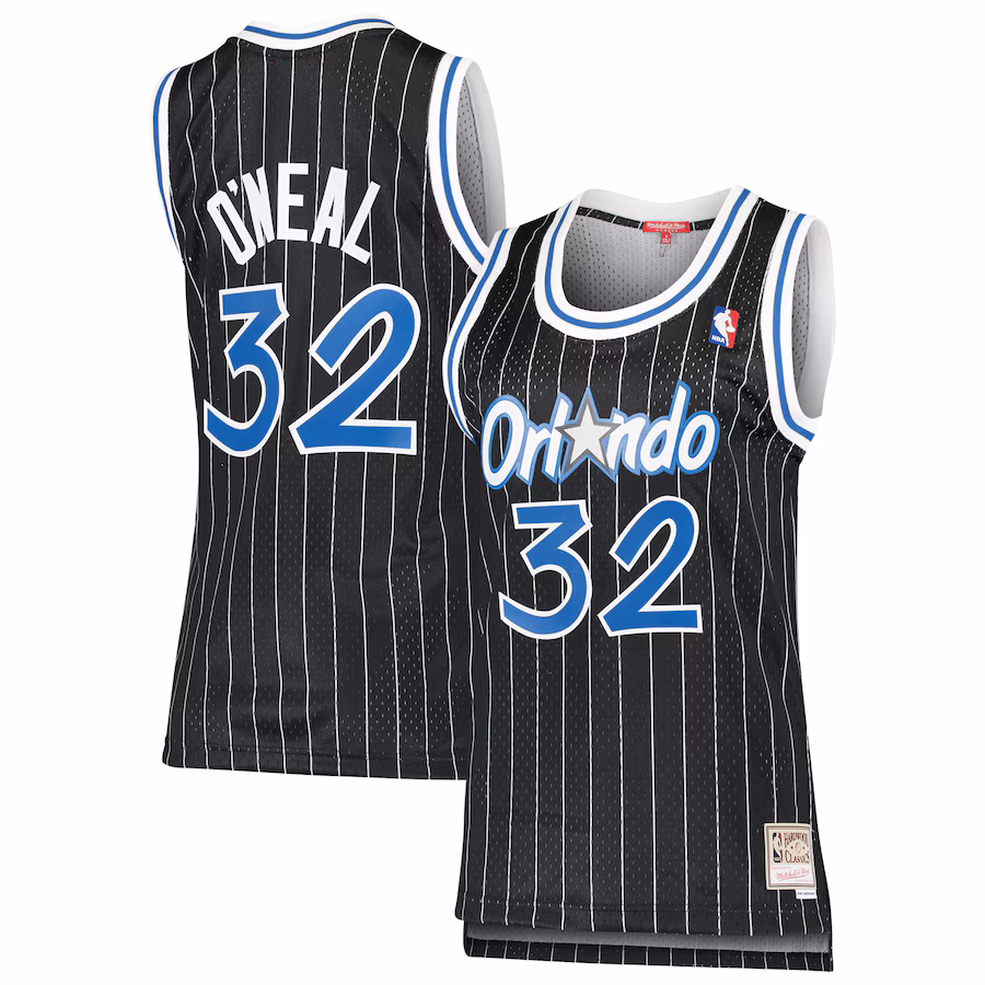 Women's Orlando Magic Shaquille O'Neal Mitchell & Ness Black 1995/96 Hardwood Classics Swingman Jersey - Puhuasuan