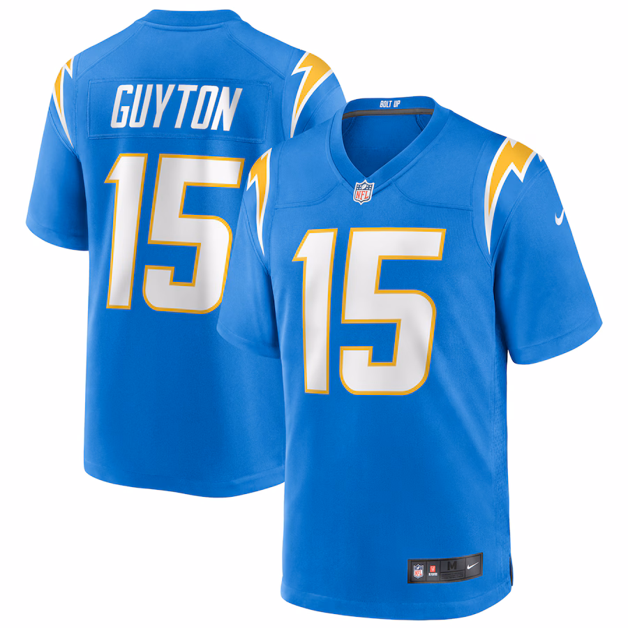 Men's Los Angeles Chargers Jalen Guyton Nike Powder Blue Game Player Jersey - Puhuasuan