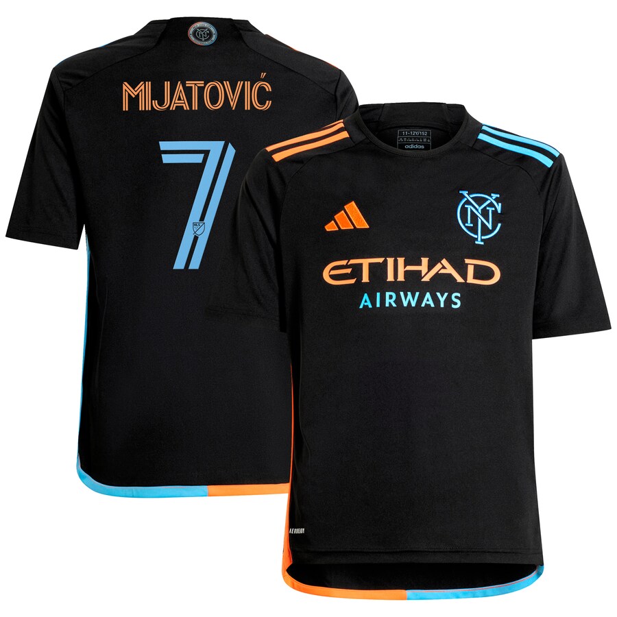 Youth New York City FC Jovan Mijatović adidas Black 2024 24/7 Kit Replica Player Jersey - Puhuasuan