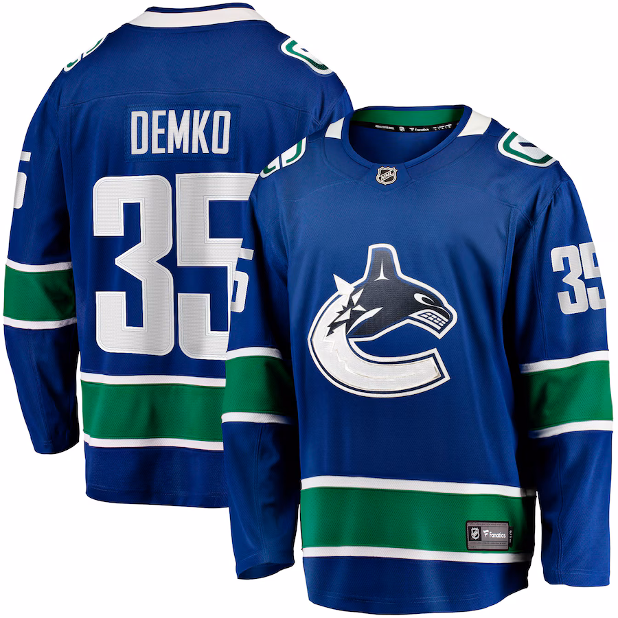 Men's Vancouver Canucks Thatcher Demko Fanatics Blue Home Breakaway Jersey - Puhuasuan