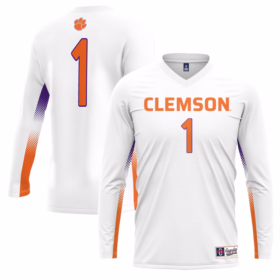 #1 Clemson Tigers GameDay Greats Youth Lightweight Women's Volleyball Jersey - White - Puhuasuan