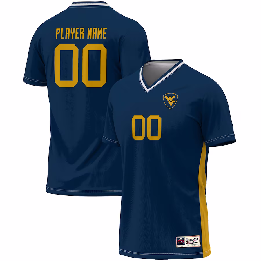 West Virginia Mountaineers GameDay Greats Unisex Pick-A-Player NIL Lightweight Soccer Jersey - Navy - Puhuasuan