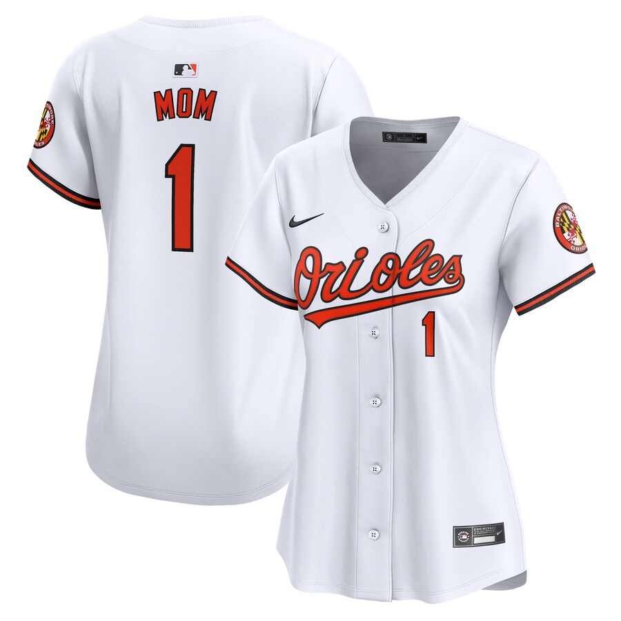 Women's Baltimore Orioles Nike White #1 Mom Home Limited Jersey - Puhuasuan