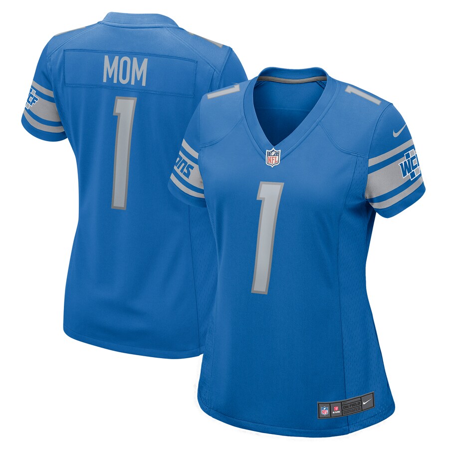 Women's Detroit Lions Number 1 Mom Nike Blue Game Jersey - Puhuasuan
