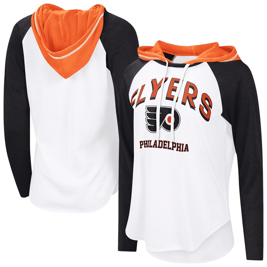 Women's Philadelphia Flyers G-III 4Her by Carl Banks White VIP Raglan Long Sleeve Hoodie T-Shirt - Puhuasuan