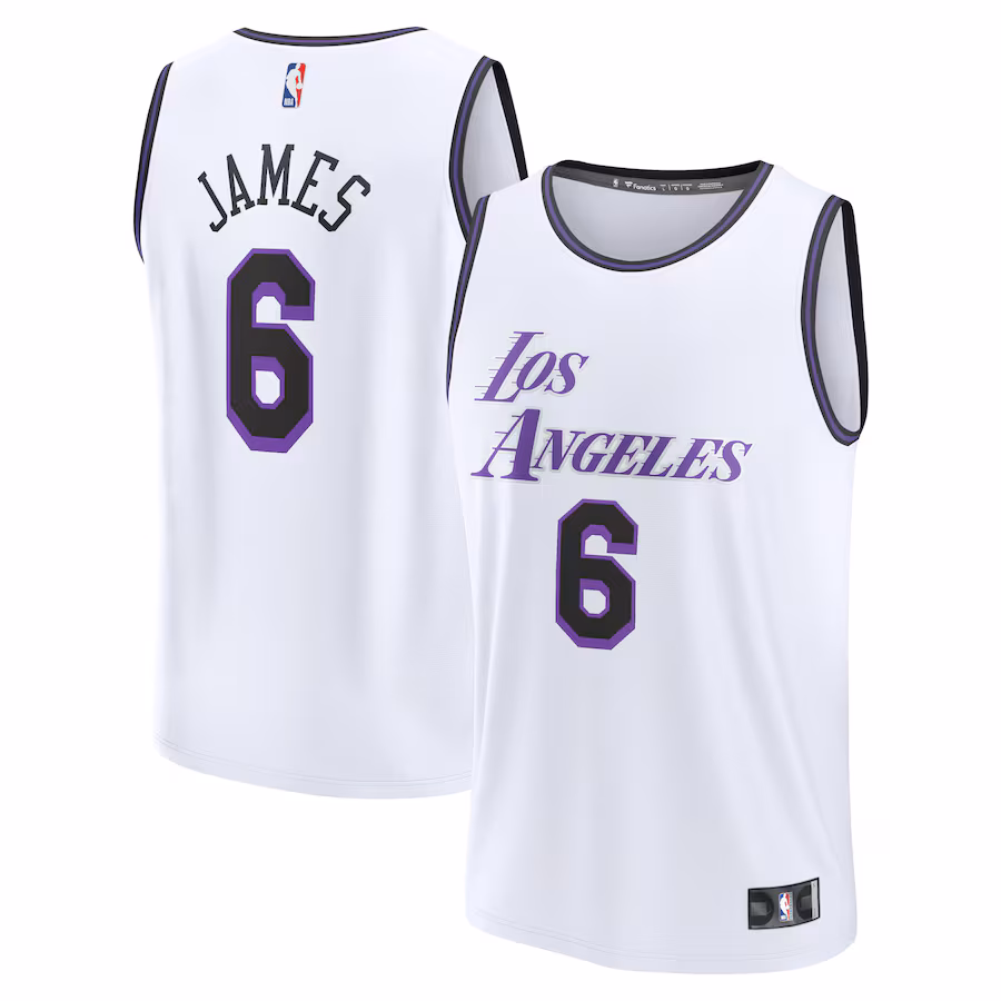 Men's Los Angeles Lakers LeBron James Fanatics White Fastbreak Jersey - City Edition - Puhuasuan