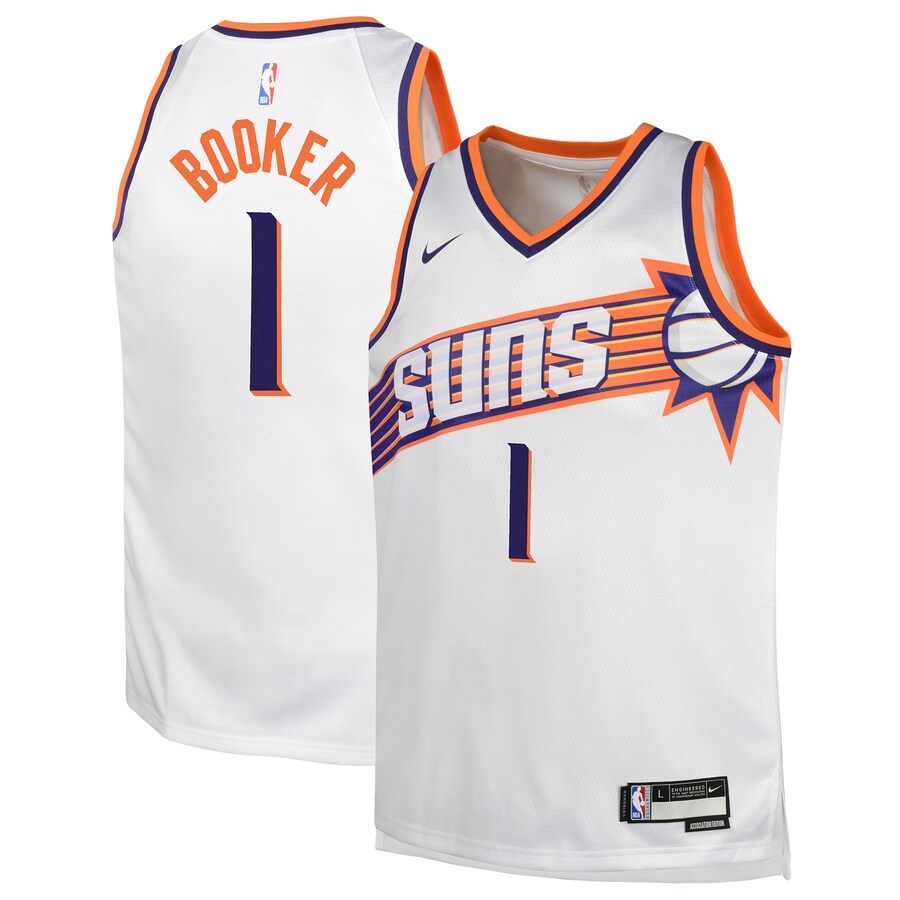 Youth Phoenix Suns Devin Booker Nike White Swingman Jersey - Association Edition - Puhuasuan