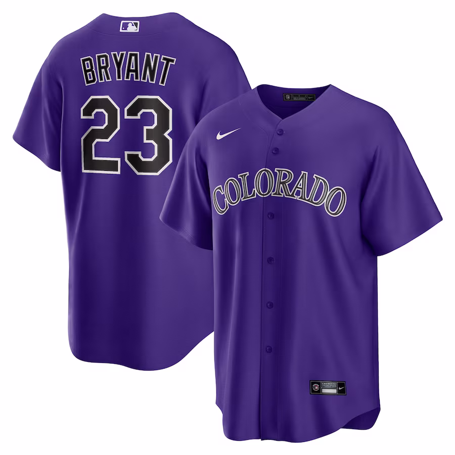 Men's Colorado Rockies Kris Bryant Nike Purple Alternate Replica Player Jersey - Puhuasuan