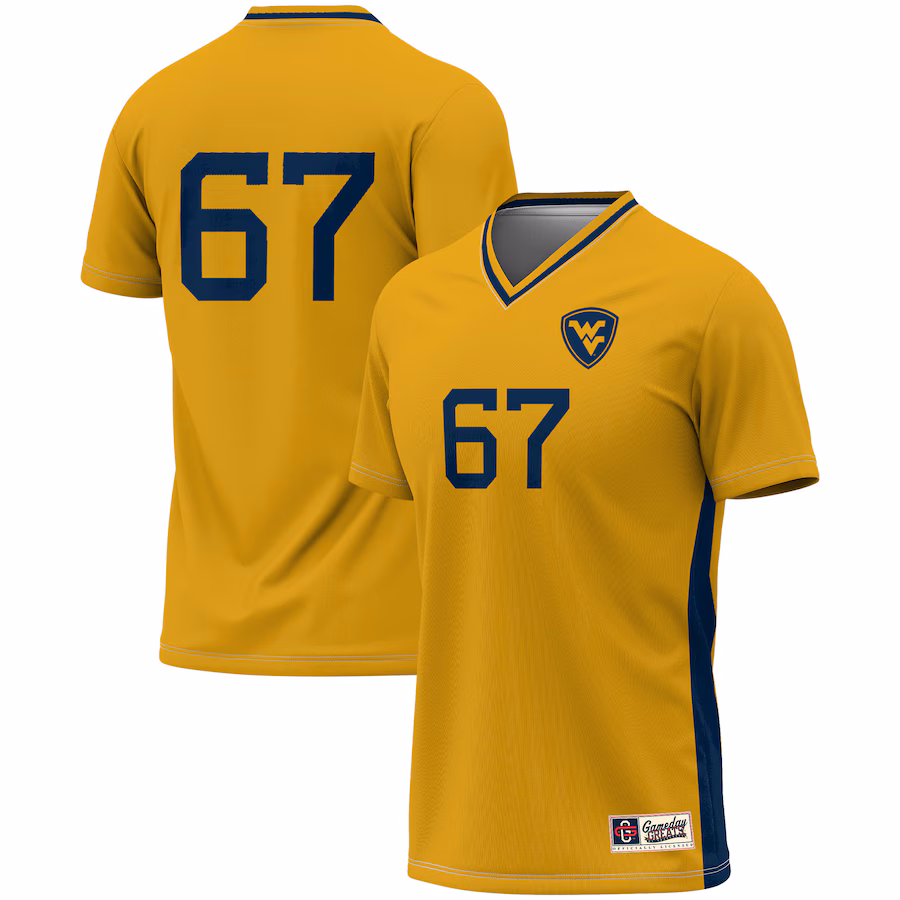 Unisex GameDay Greats #1 Gold West Virginia Mountaineers Lightweight Soccer Fashion Jersey - Puhuasuan