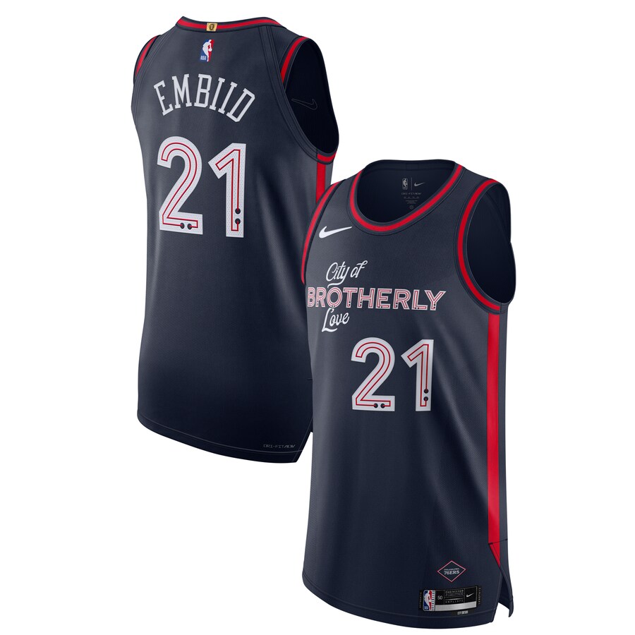 Men's Philadelphia 76ers Joel Embiid Nike Navy  Authentic Jersey - City Edition - Puhuasuan