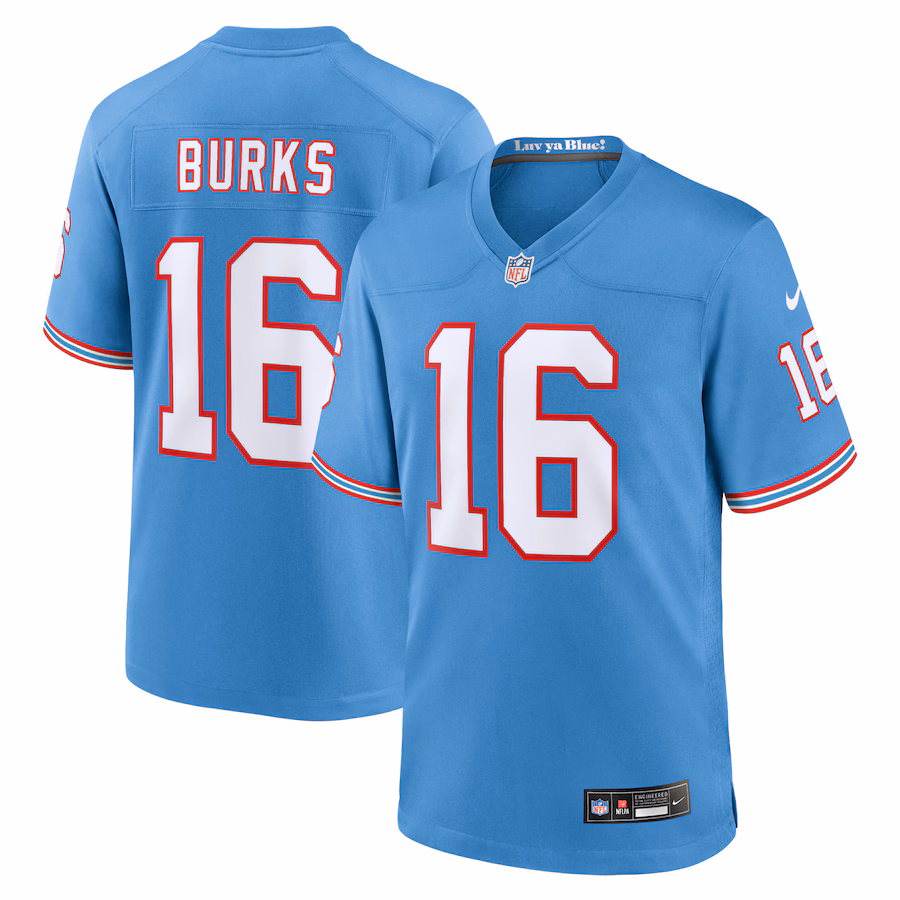 Men's Tennessee Titans Treylon Burks Nike Light Blue Oilers Throwback Alternate Game Player Jersey - Puhuasuan