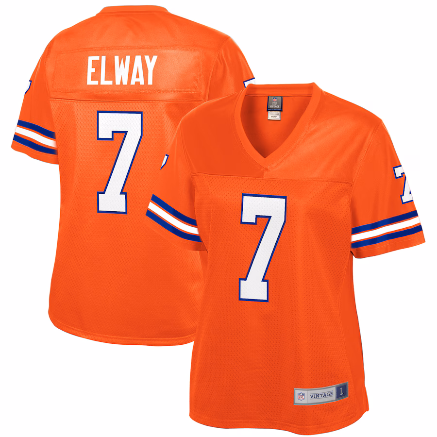 Women's Denver Broncos John Elway NFL Pro Line Orange Retired Player Replica Jersey - Puhuasuan