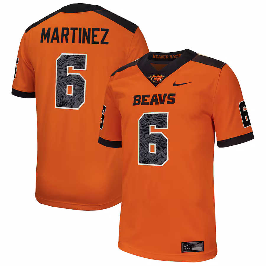 Damien Martinez Oregon State Beavers Nike NIL Football Player Jersey - Orange - Puhuasuan