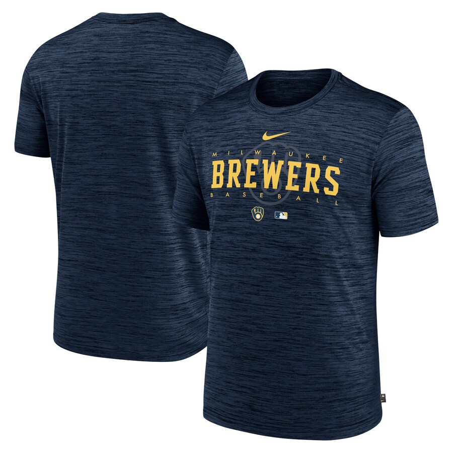 Men's Milwaukee Brewers Nike Navy Authentic Collection Velocity Performance Practice T-Shirt - Puhuasuan