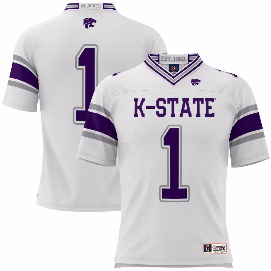 #1 Kansas State Wildcats GameDay Greats Football Jersey - White - Puhuasuan