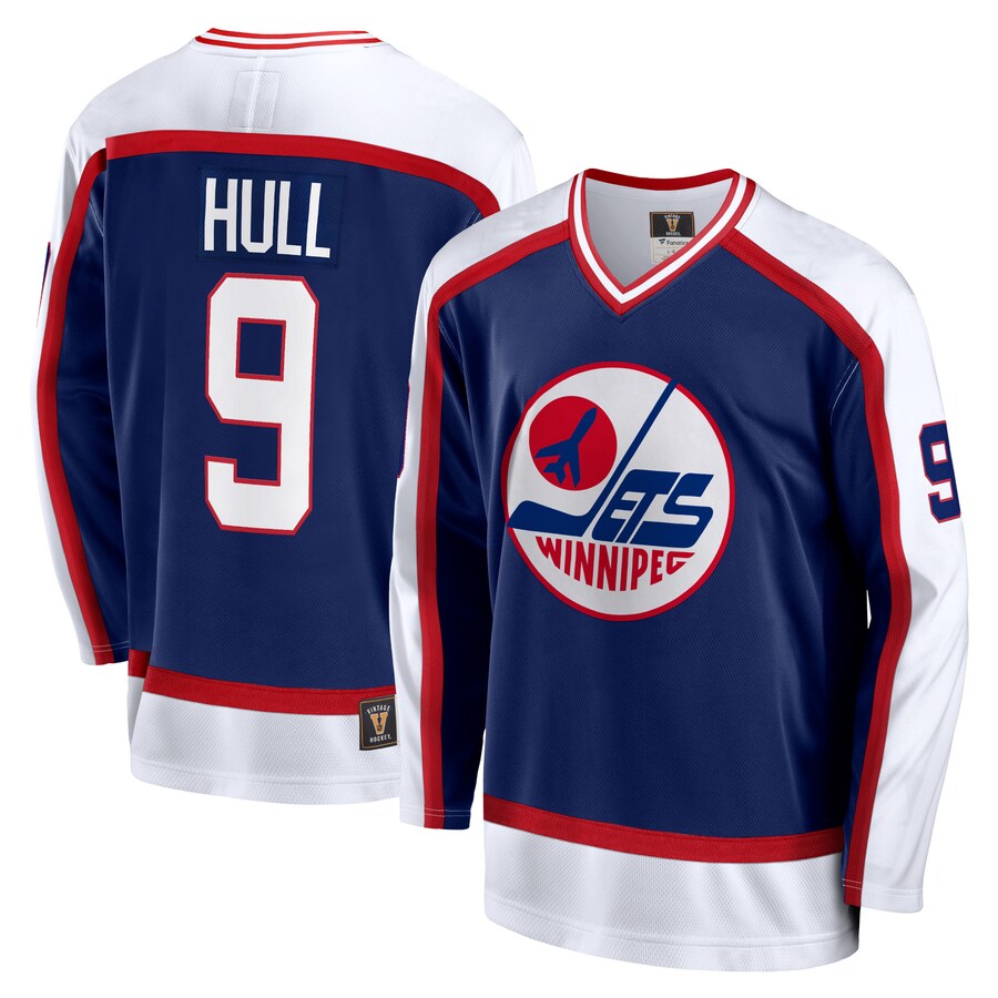 Men's Winnipeg Jets Bobby Hull Fanatics Branded Navy Breakaway Retired Player Jersey - Puhuasuan