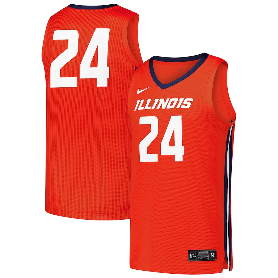 Men's Nike #24 Orange Illinois Fighting Illini  Replica Basketball Jersey - Puhuasuan